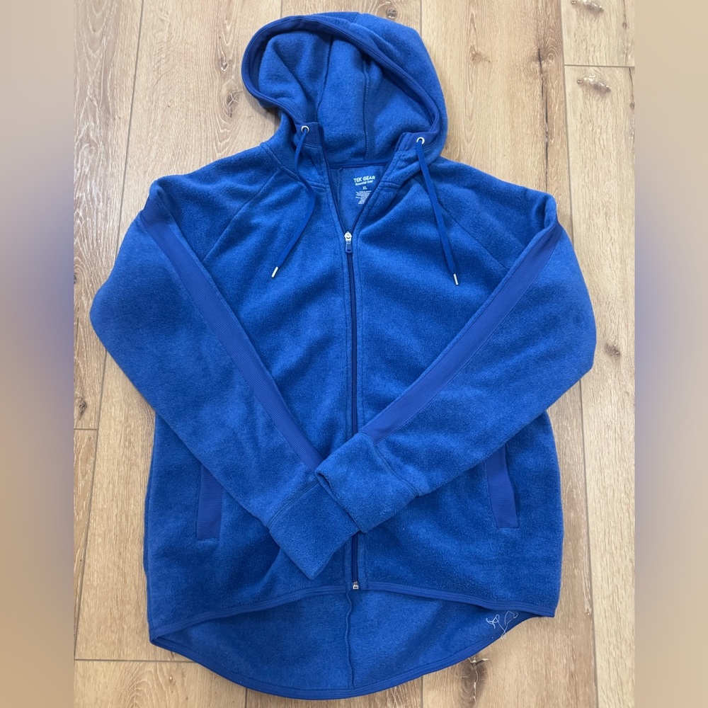 Blue Fleece Zip-Up Hoodie Jacket